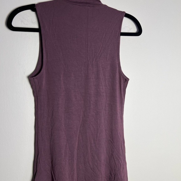 Express Womens Tank Top Small/P Plum Cream Mock Neck Stretch Relax Fit Casual - Picture 12 of 16